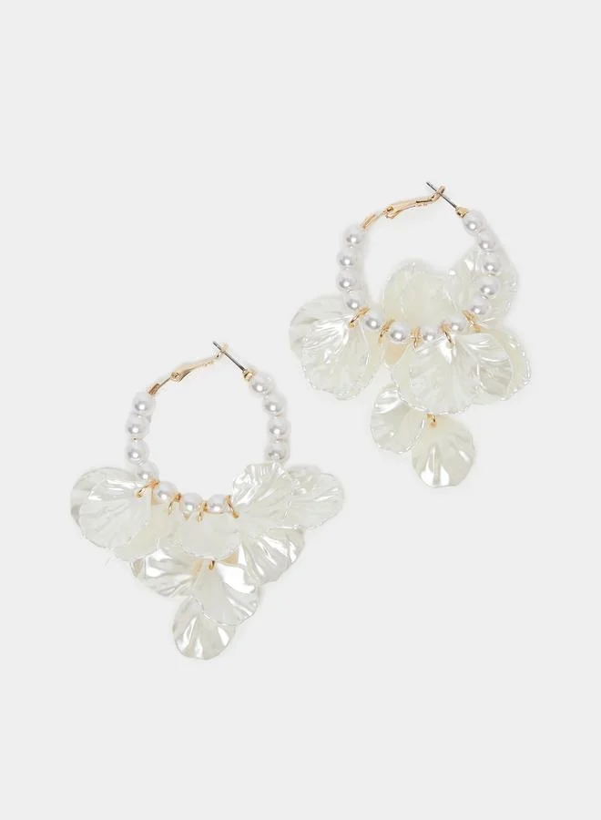 Styli  Pearl and Petal Hoop Earrings for Women | Best Price UAE